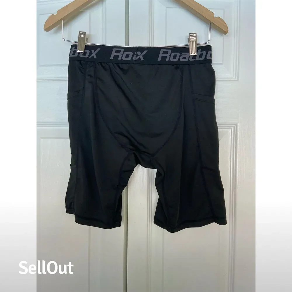 Roadbox Men's Compression Boxer Briefs Black M with Side Pockets